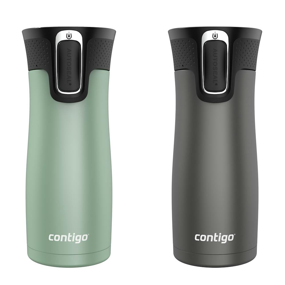 West Loop 2.0 Leak-Proof Spill-Proof Insulated Stainless Steel Travel Mug, 16 Oz., 2-Pack - Agave Soft Touch & Sake Soft Touch