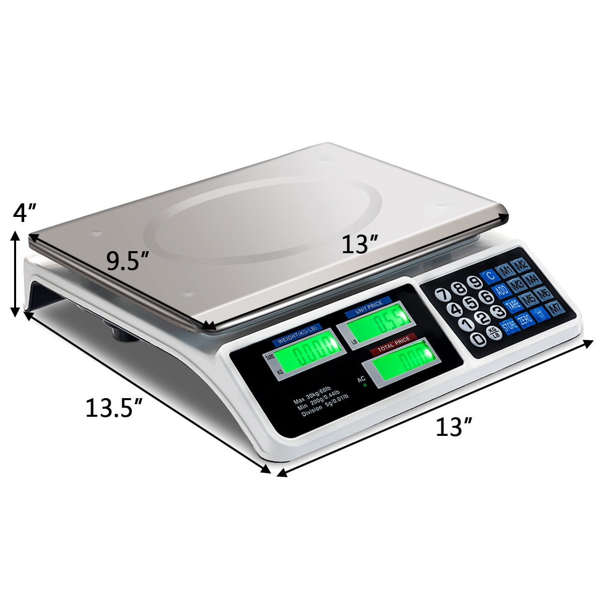 66 lbs Digital Weight Scale Price Computing Retail Count Scale Food Meat Scales