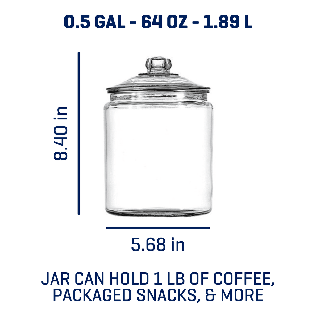 Glass Jar with Lid, 1/2 Gallon, Best Used for Pantry Jar Storage and Display