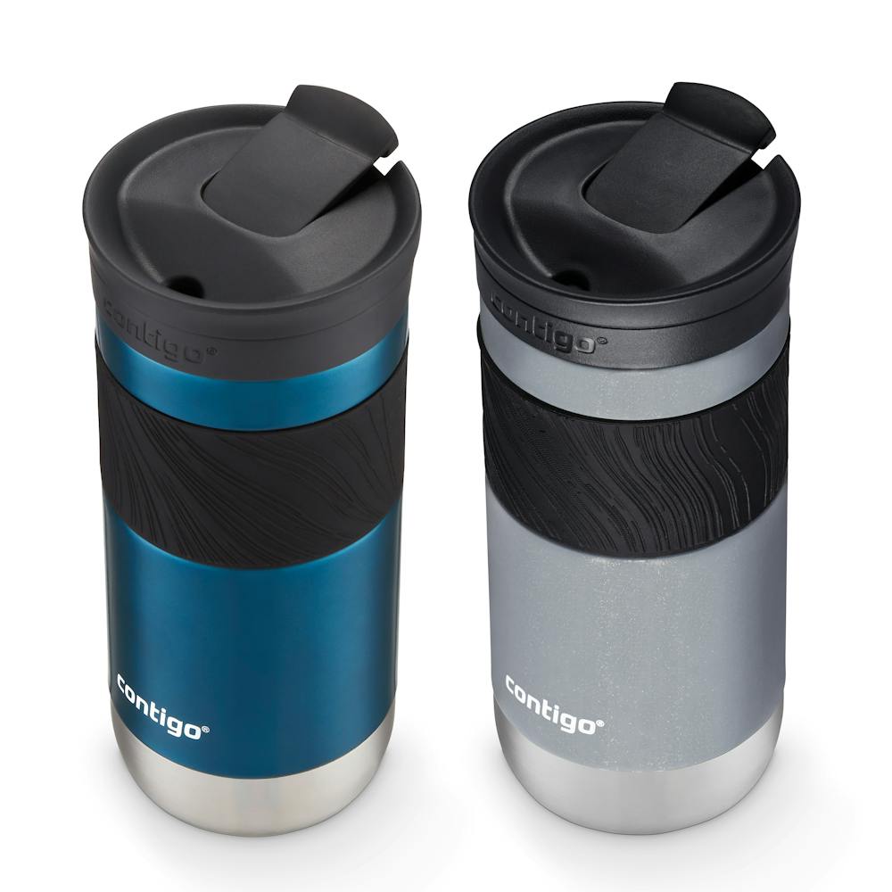 Contigo® Byron 2.0 Stainless Steel Travel Mug with SNAPSEAL™ Lid and Grip, 16oz, 2-Pack - Blueberry & Gold Morel