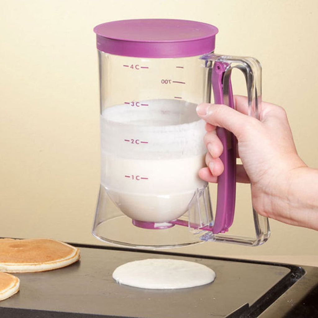 Batter Dispenser Pancake Cupcake Batter Separator with Measuring Label and Squeeze Handle Bracket ...
