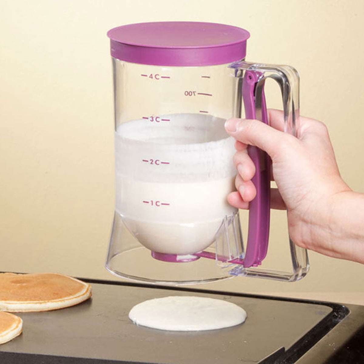 Batter Dispenser Pancake Cupcake Batter Separator with Measuring Label and Squeeze Handle Bracket ...