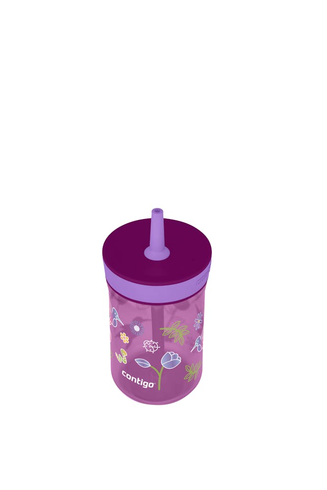 Contigo® Kids Leighton Spill-Proof Tumbler with Straw, 14 oz - Grape Amethyst with Tulips
