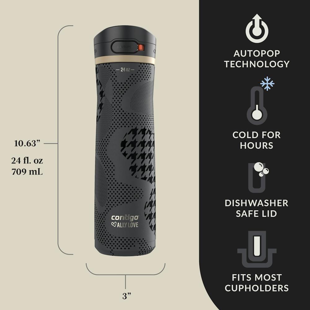 Contigo® x Ally Love Jackson Chill 2.0 Stainless Steel Water Bottle with AUTOPOP® Lid, 24oz - Licorice