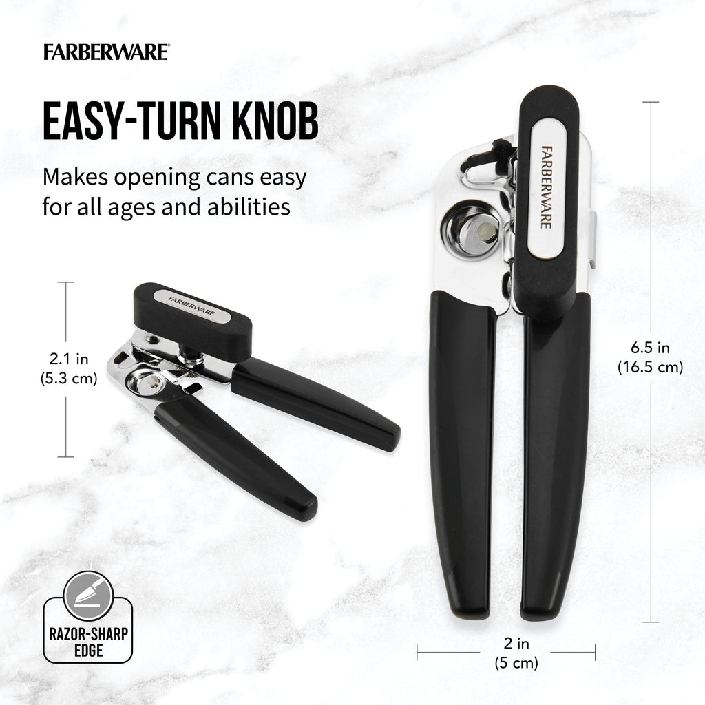 Stainless Steel Portable Can Opener with Black Handle