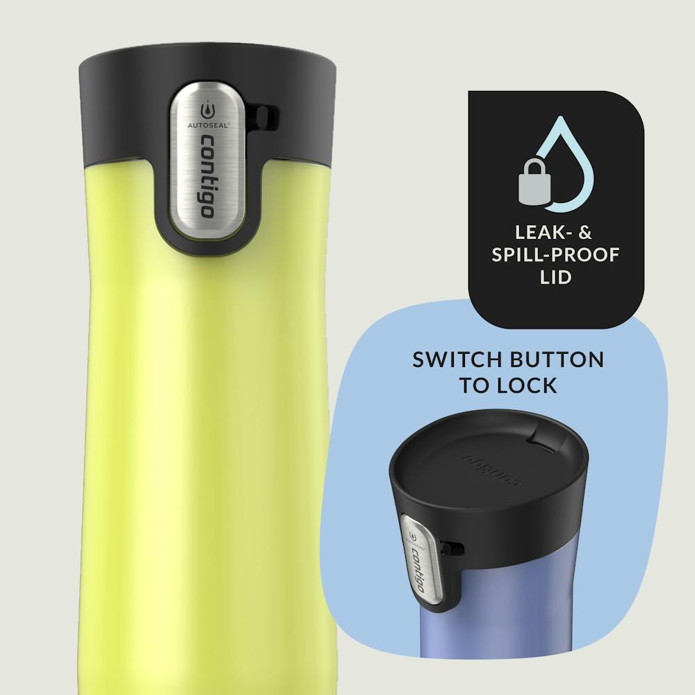 Contigo® West Loop 3.0 Stainless Steel Travel Mug with AUTOSEAL® Lid, 20oz, 2-Pack - Aster Frosted Pearl & Limelight Frosted Pearl