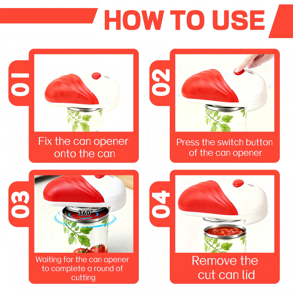 Opener for Seniors with Arthritis, Easy Hands-Free Use, Red