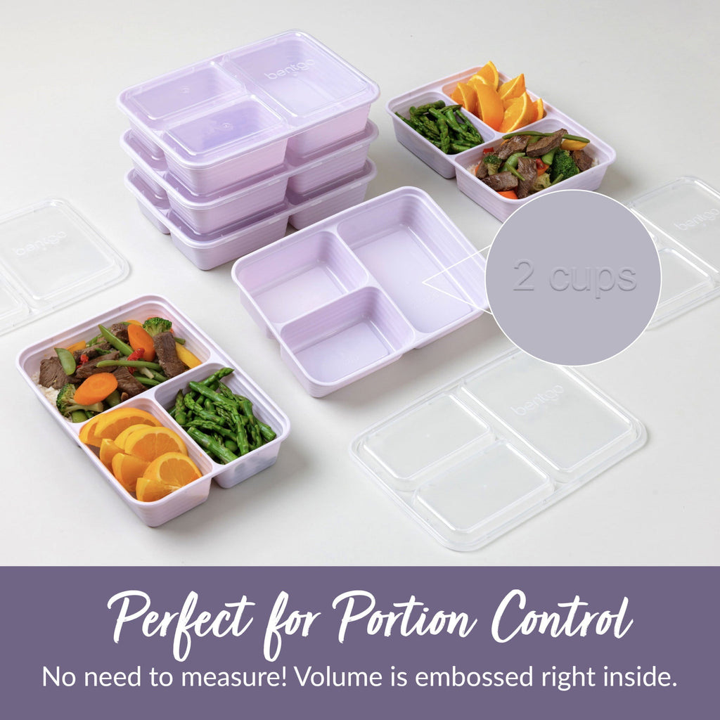 3-Compartment Meal Containers with Lids, PFAS & BPA Free Materials, Durable, Microwave, Freezer, & D...