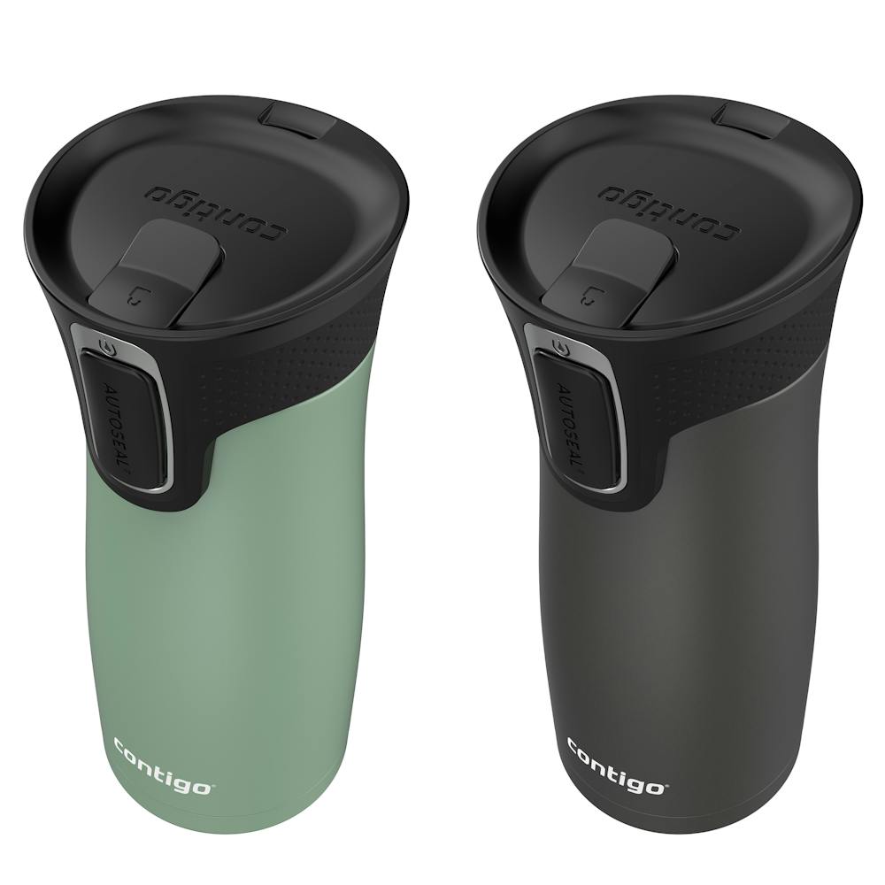 West Loop 2.0 Leak-Proof Spill-Proof Insulated Stainless Steel Travel Mug, 16 Oz., 2-Pack - Agave Soft Touch & Sake Soft Touch