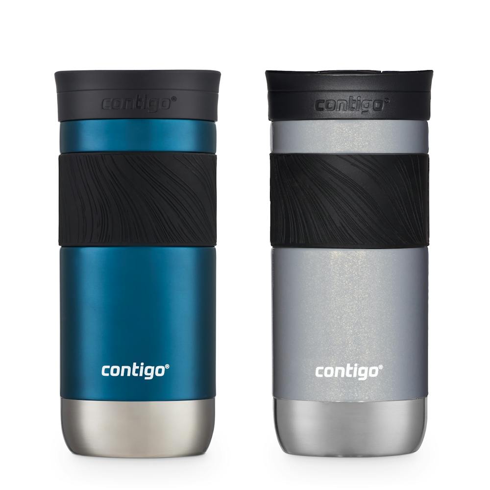 Contigo® Byron 2.0 Stainless Steel Travel Mug with SNAPSEAL™ Lid and Grip, 16oz, 2-Pack - Blueberry & Gold Morel