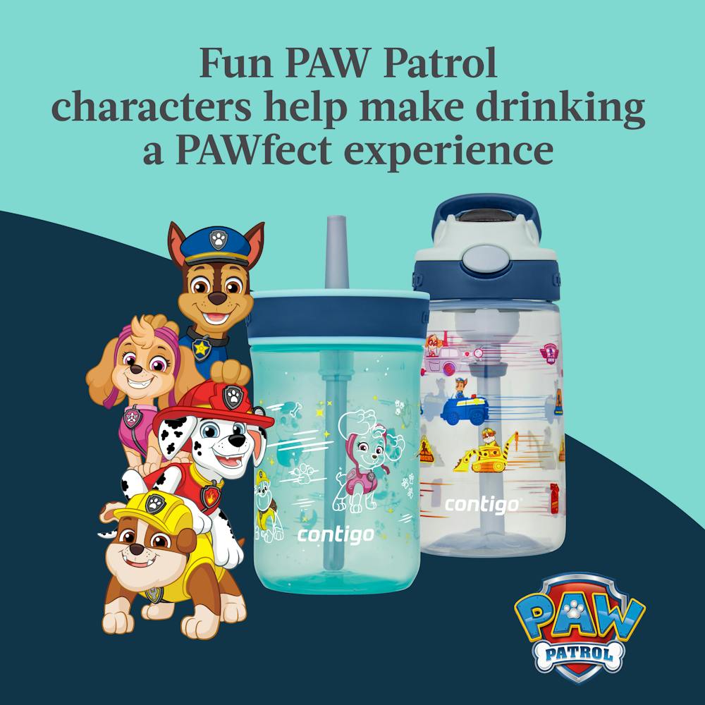 Contigo® Kids Water Bottle with Redesigned AUTOSPOUT® Straw, 14 oz, 2 pack - Macaroon PAW Patrol & Periwinkle PAW Patrol