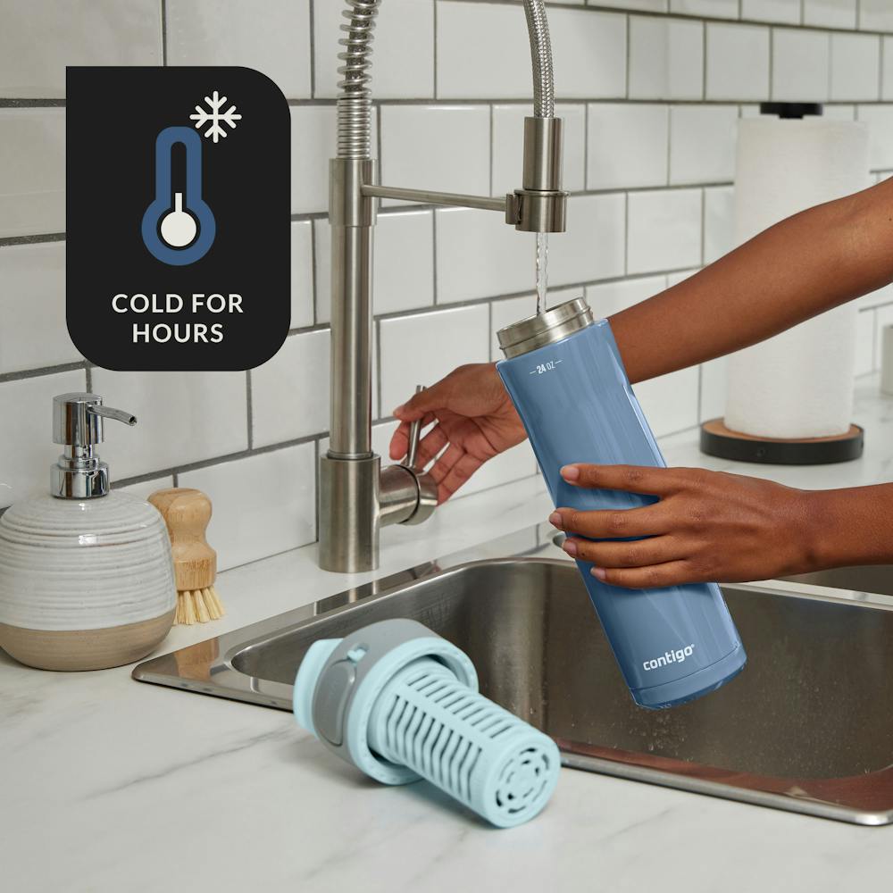 Contigo® Clybourn Chill Freeflow Filtration Stainless Steel Water Bottle with AUTOSEAL® Lid, 24oz - Dark Ice