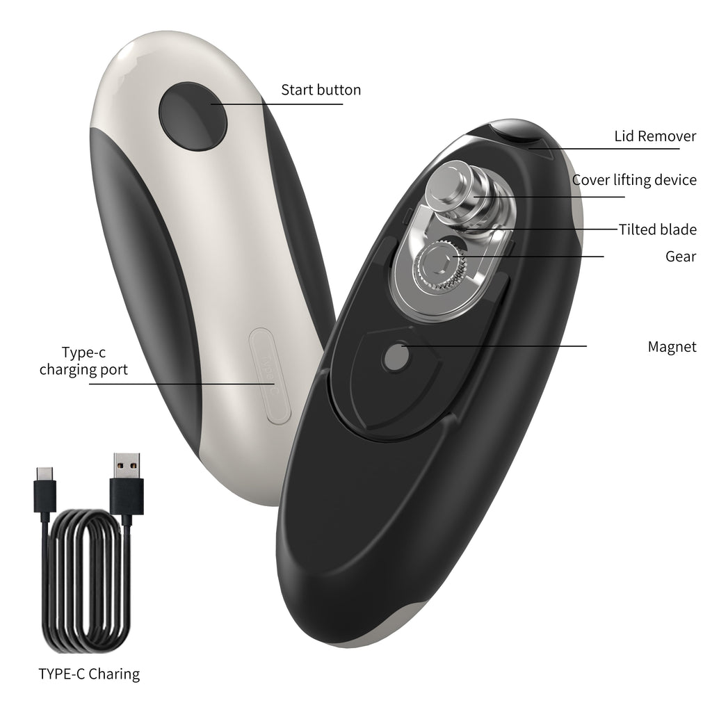 Electric Can Opener - USB Rechargeable Automatic Opener, Hands-Free Safe Design for All Can Sizes, Smooth Edge Kitche...