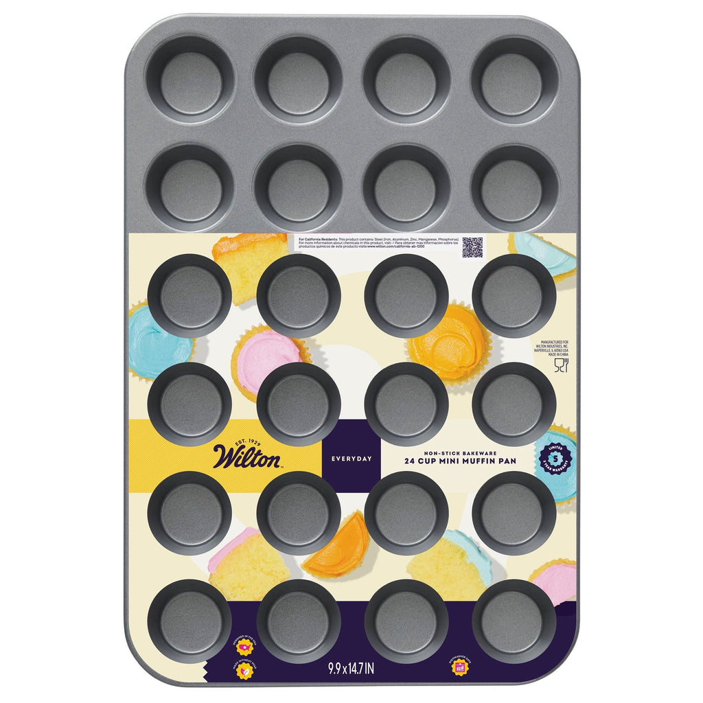 Everyday Non-Stick 24-Cup Mini Muffin Pan Cupcake Tin 14.65" x 9.9" x 0.8", Packaging May Vary