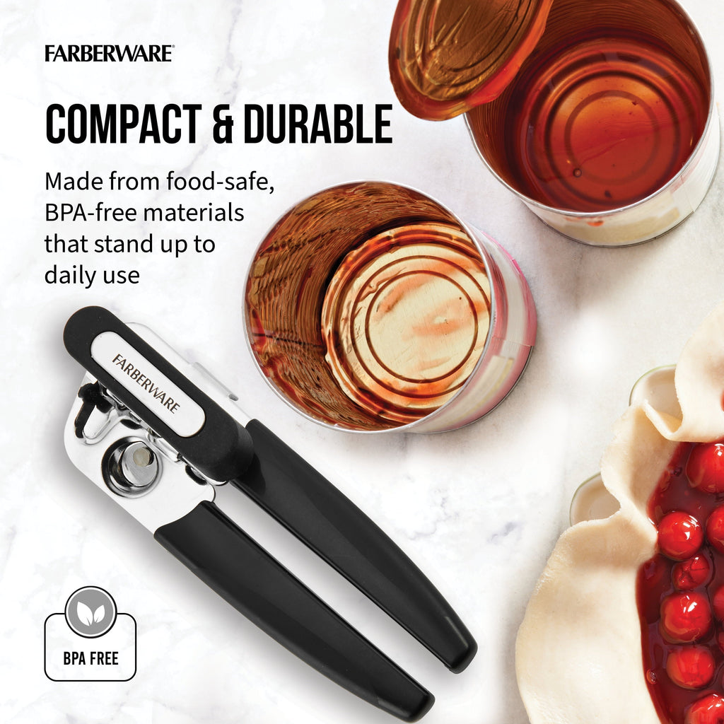 Stainless Steel Portable Can Opener with Black Handle